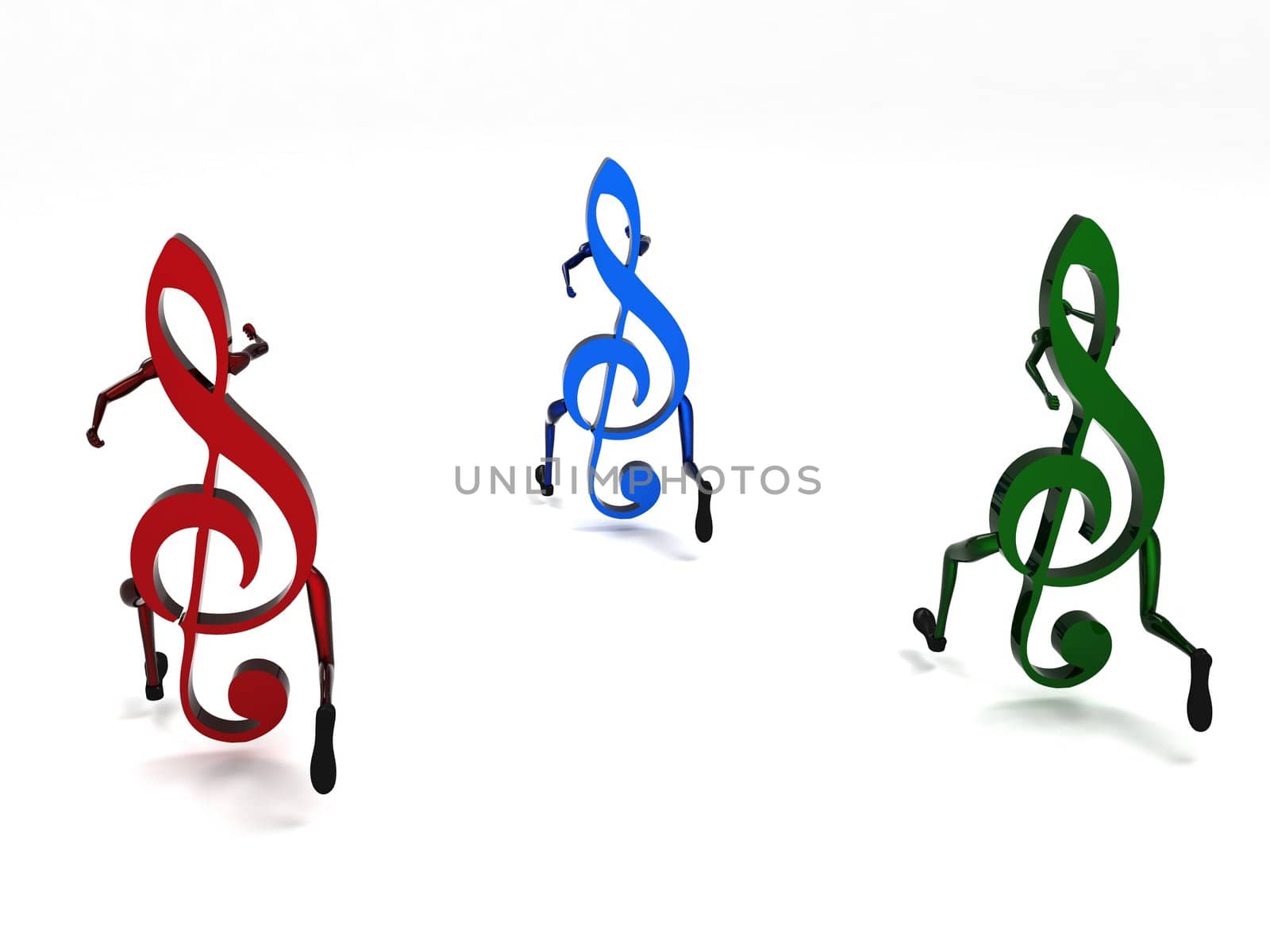 isolated three dimensional musical notes