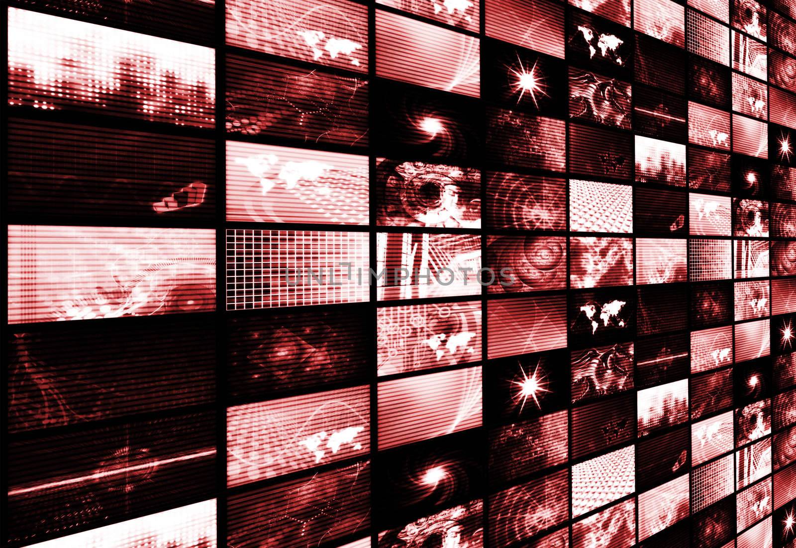 Red Futuristic Digital Age and Channels Background