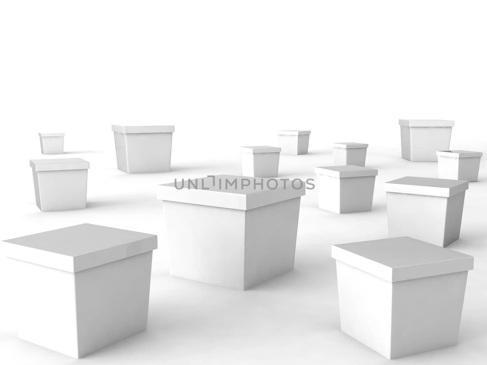 isolated three dimensional white boxes

