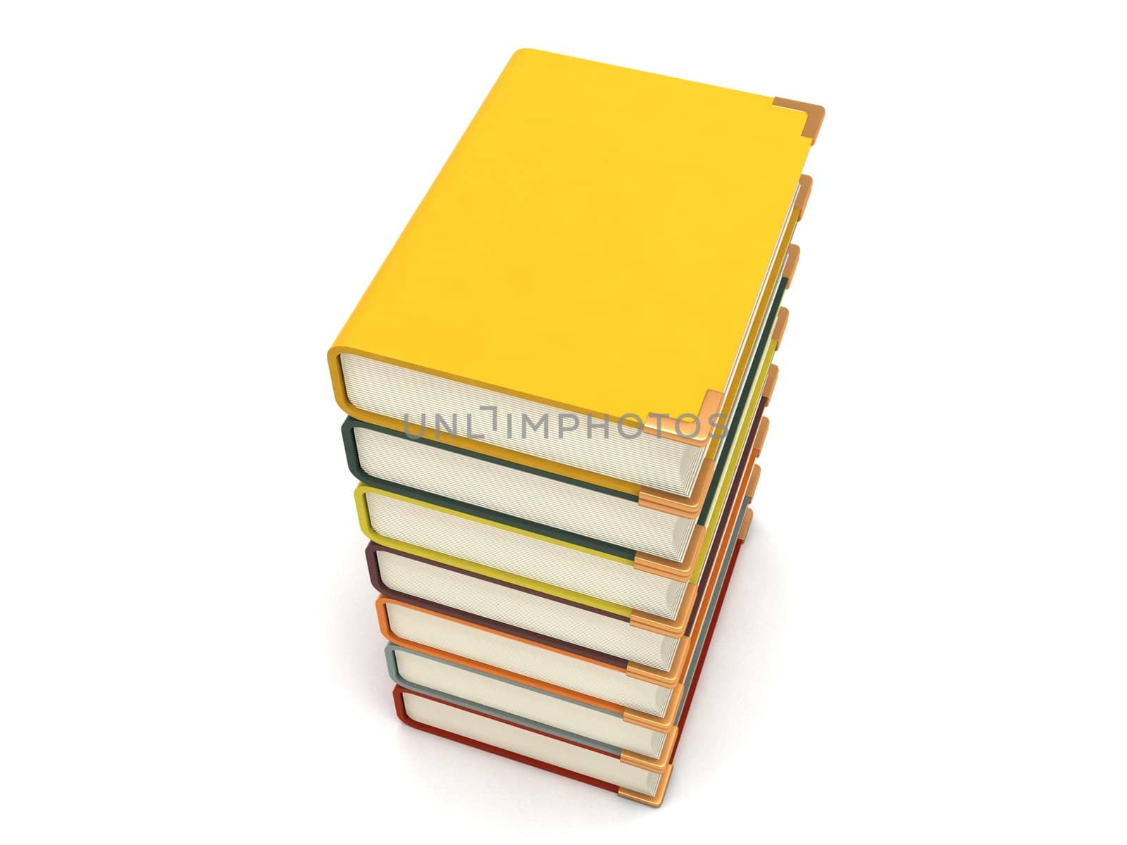 three dimensional pileup books with white background