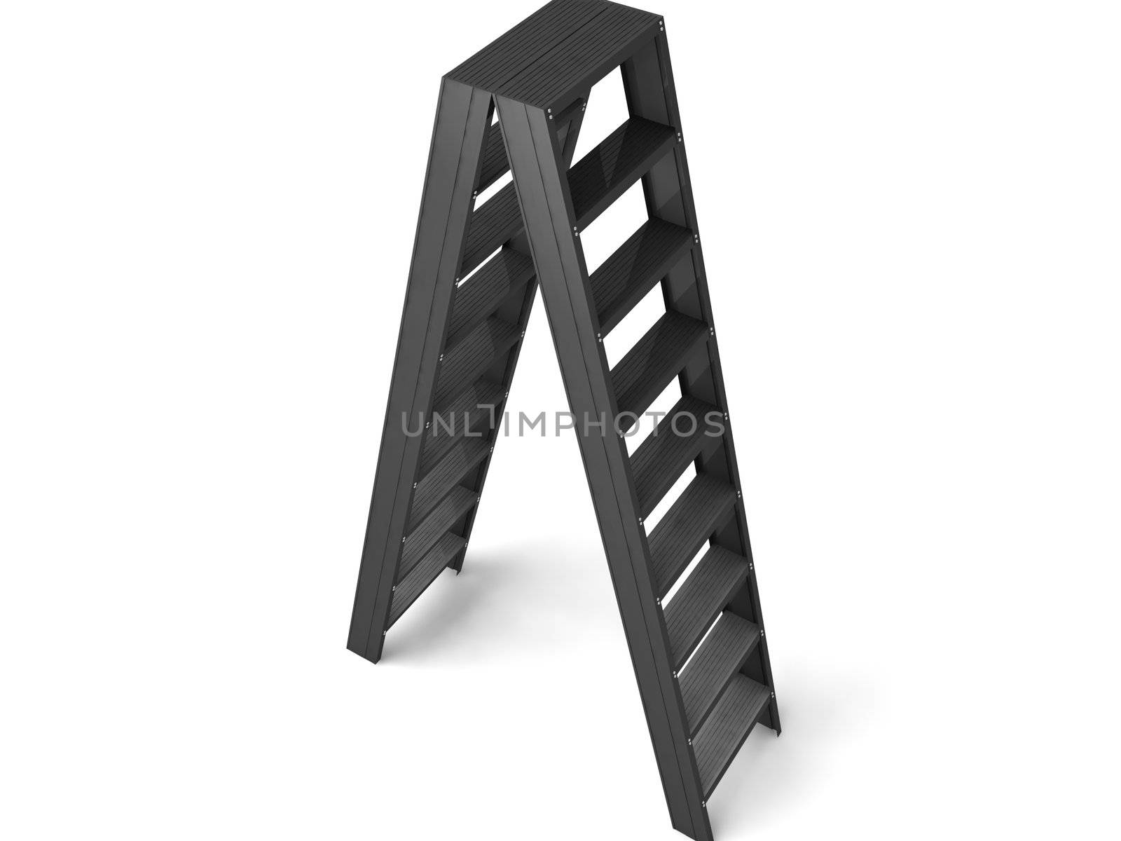 rendered three dimensional ladder case isolated on white background