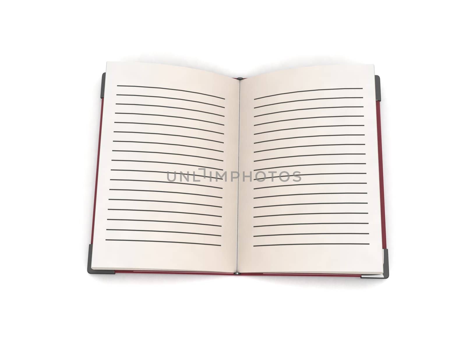 three dimensional open book against white background