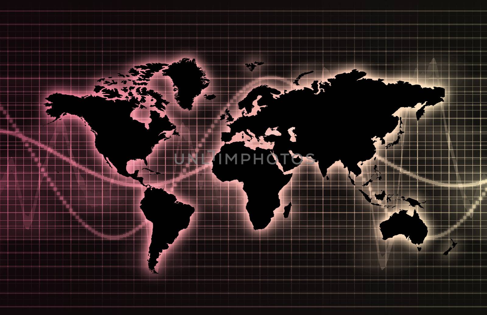Online Business Background With Art Glowing Lines