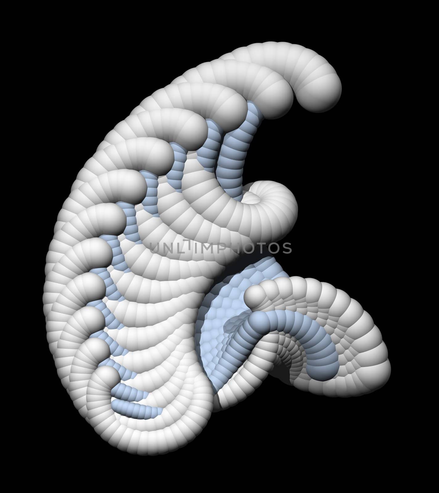 Abstract organic wave form on black background - 3d illustration