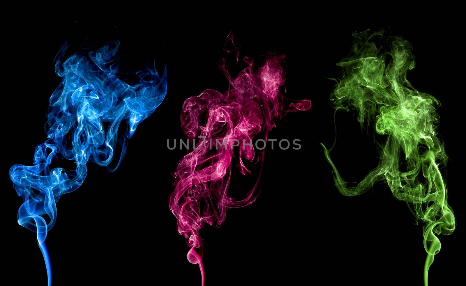Abstract colorful smoke isolated on clean background.