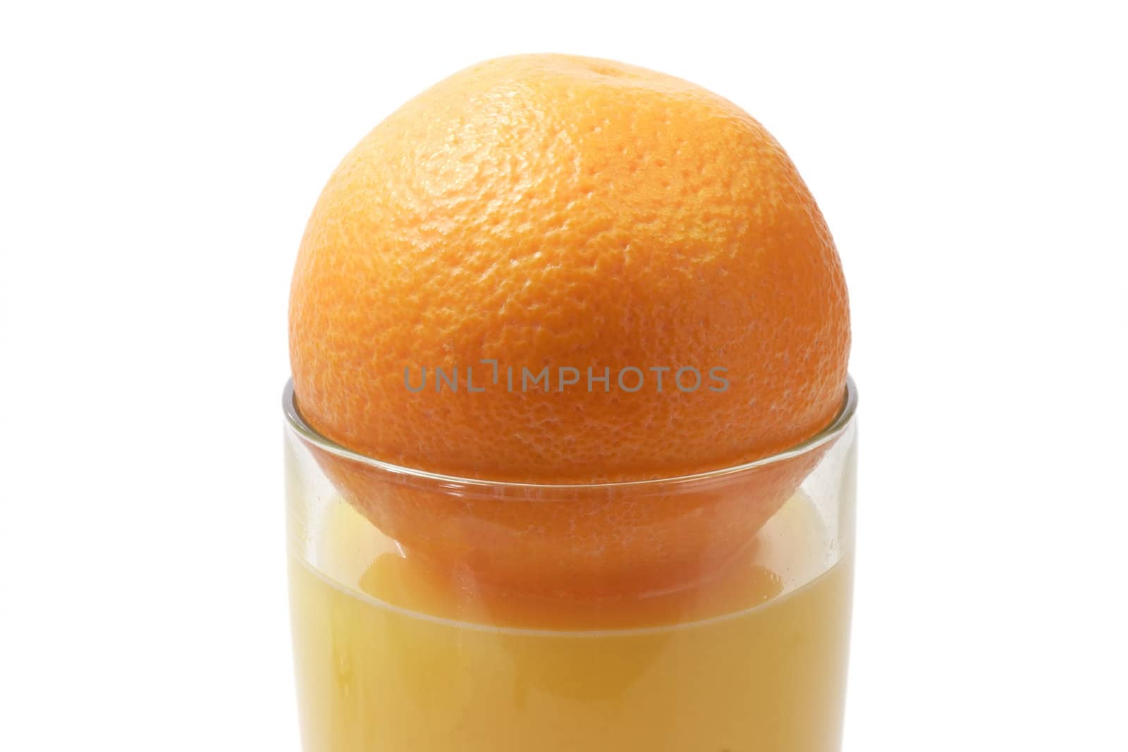 Orange juice on bright background