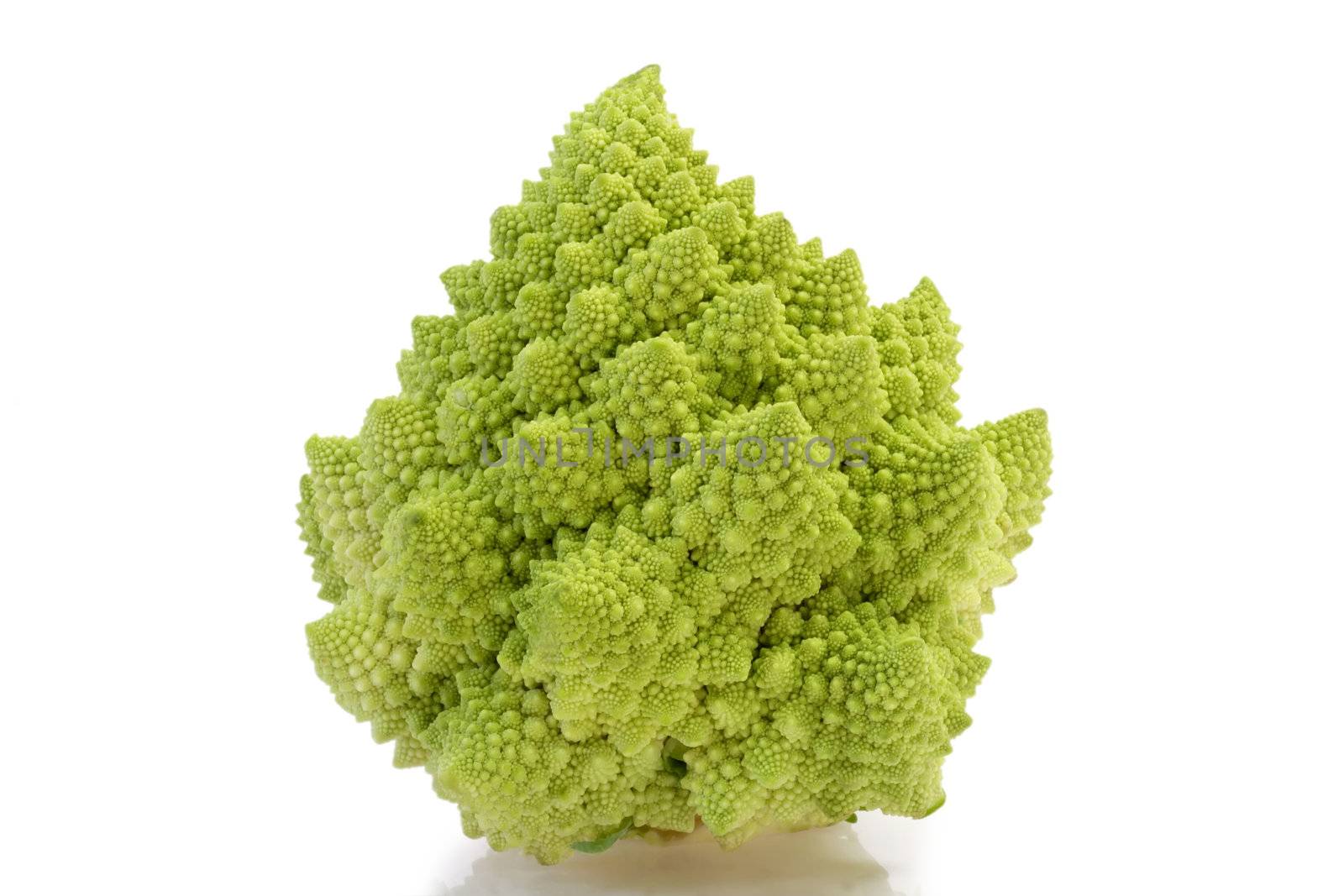 Romanesco cabbage on white background