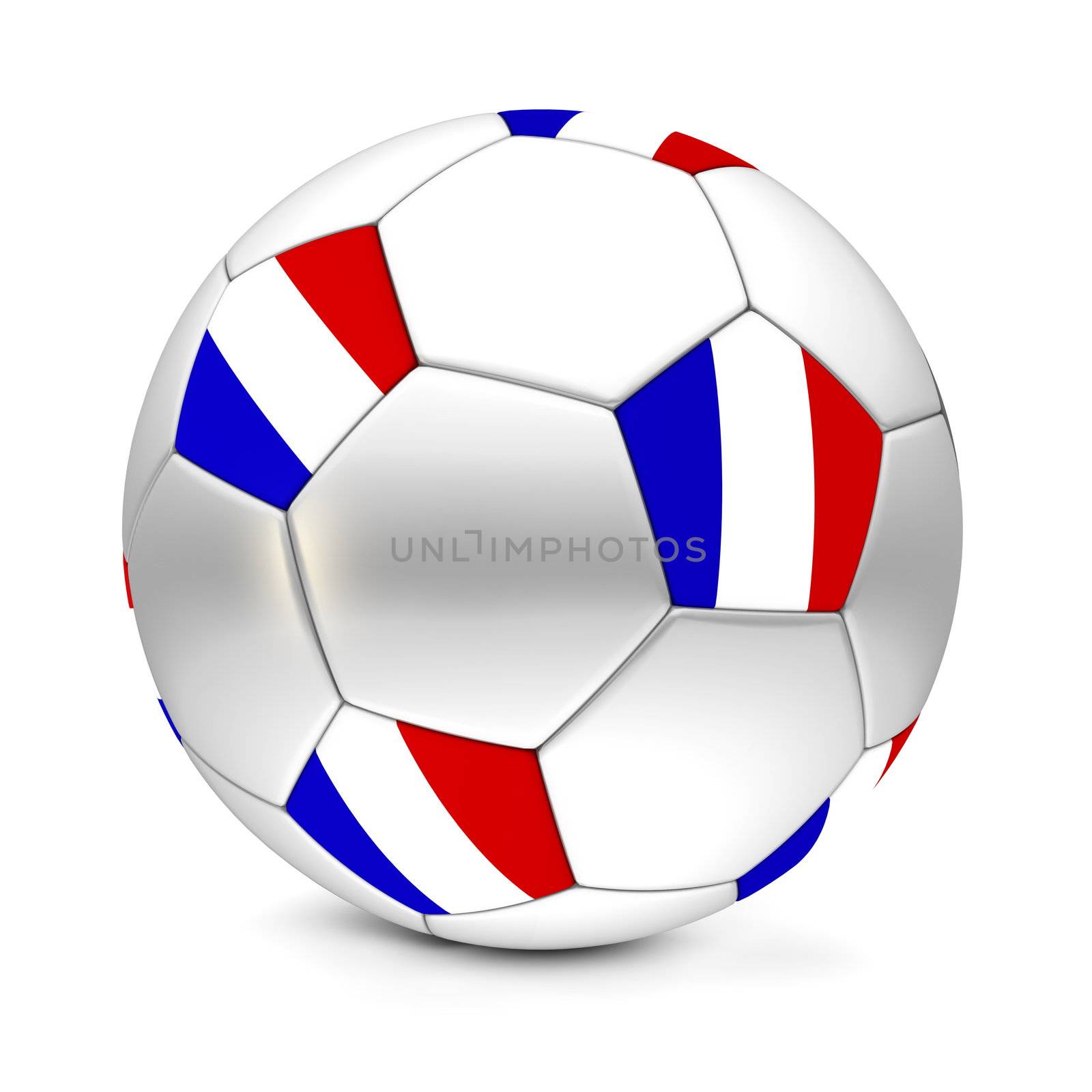 shiny football/soccer ball with the flag of France on the pentagons