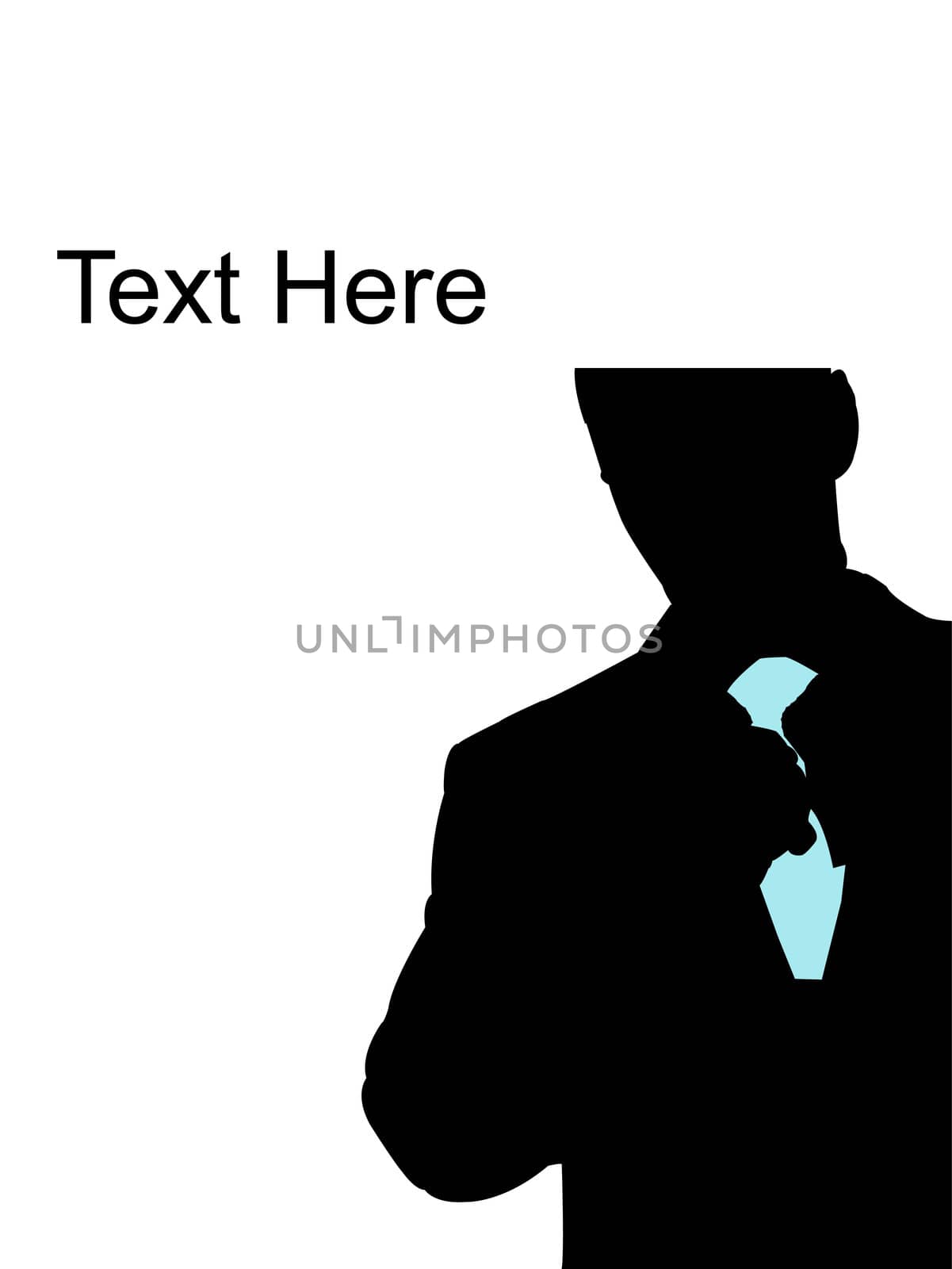 adult man fastening tie with white background