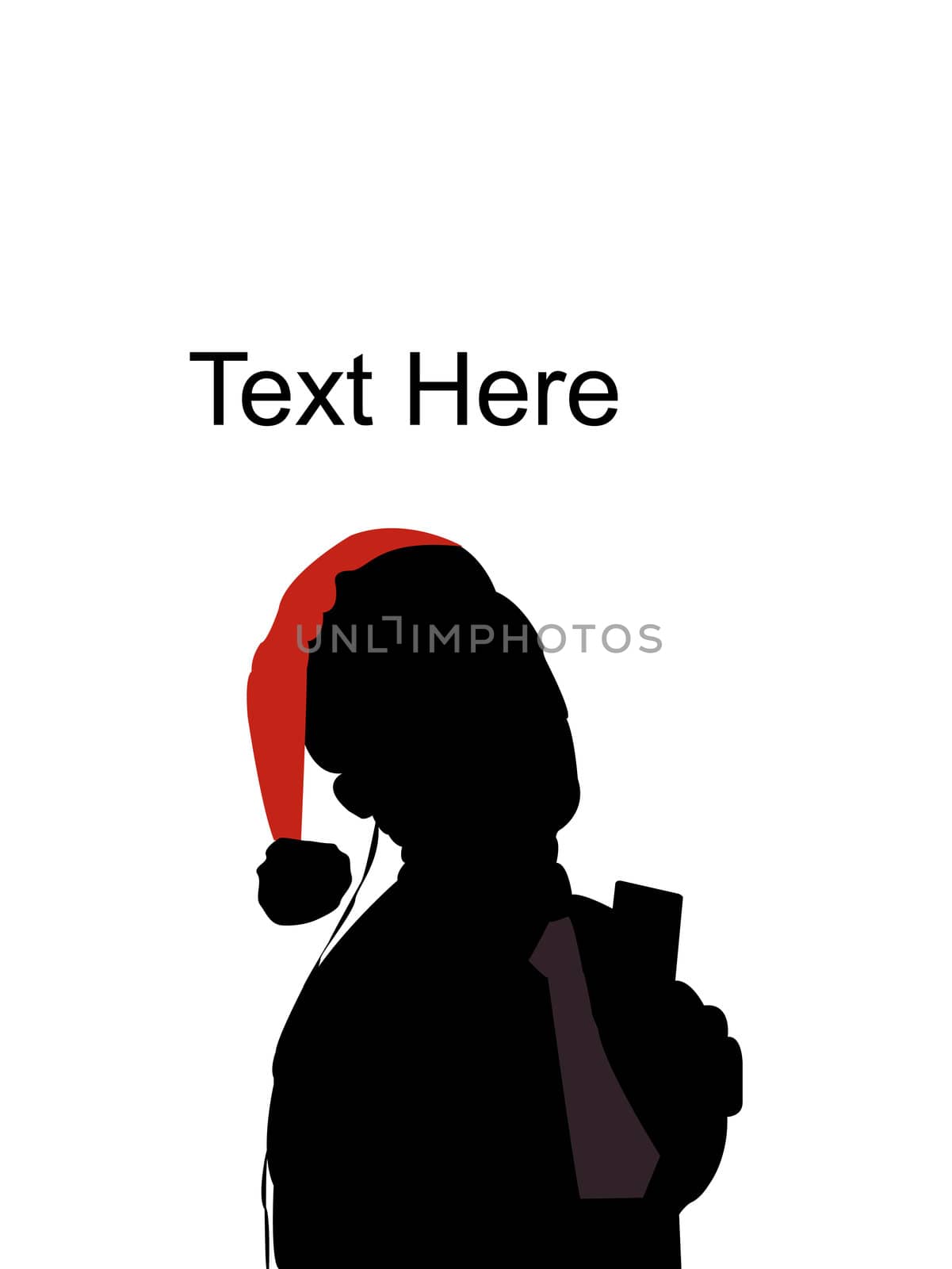 businessman wearing santa hat and headset on an isolated white background