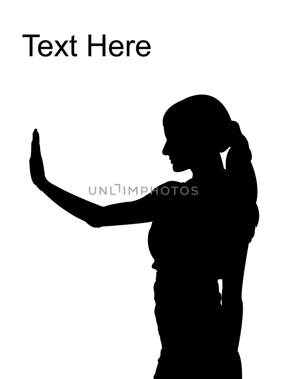 woman posing with stopping palm isolated on white background