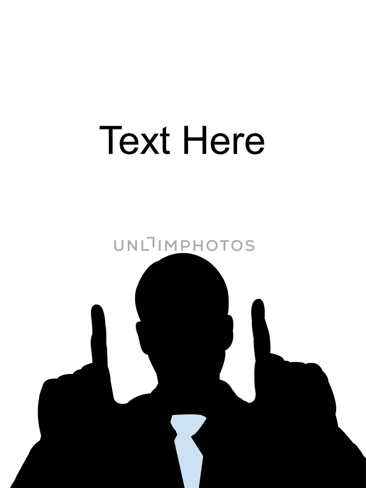 handsome businessman with hand gesture against white background