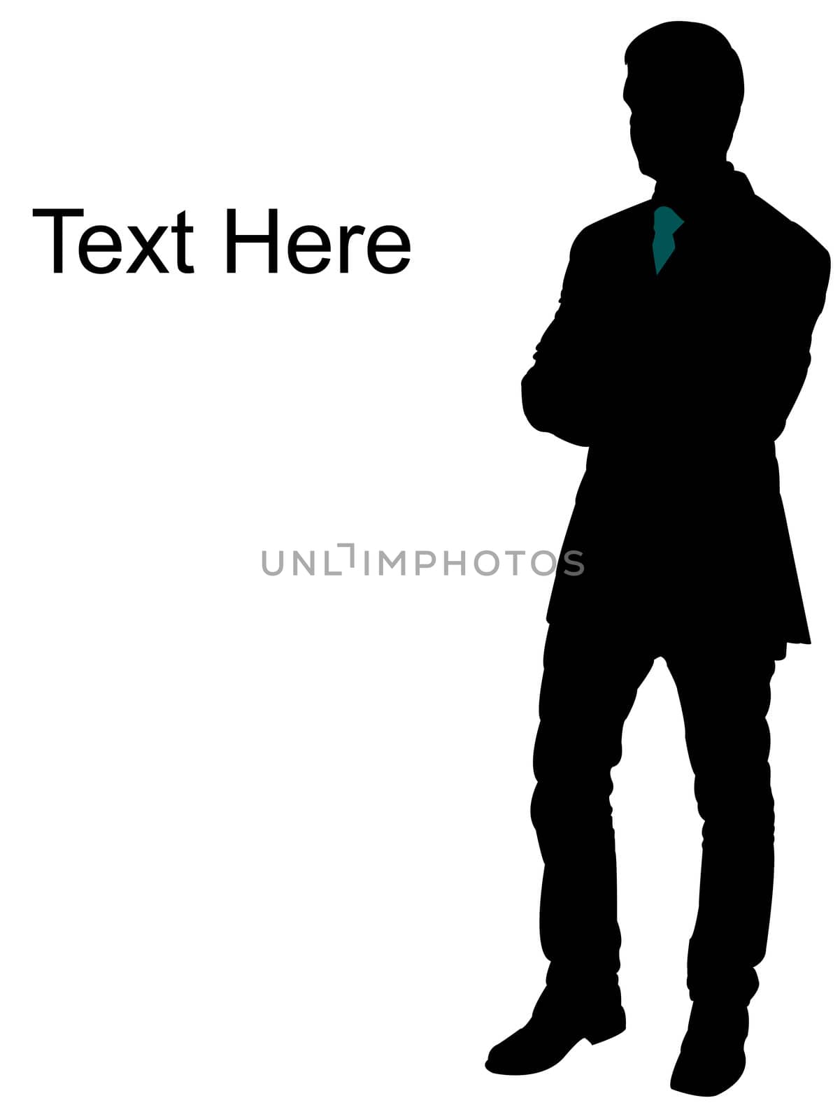 standing businessman with folded hands against white background