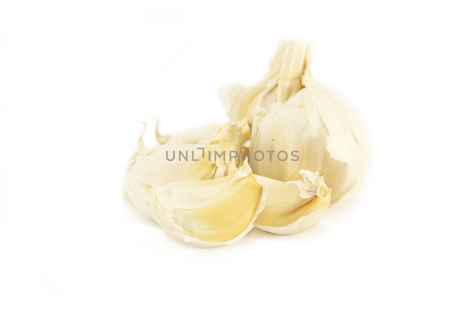 Whole Garlic cloves on white