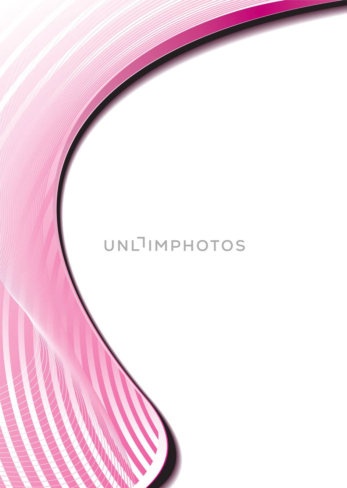 Pink and white background with flowing lines and a circular design