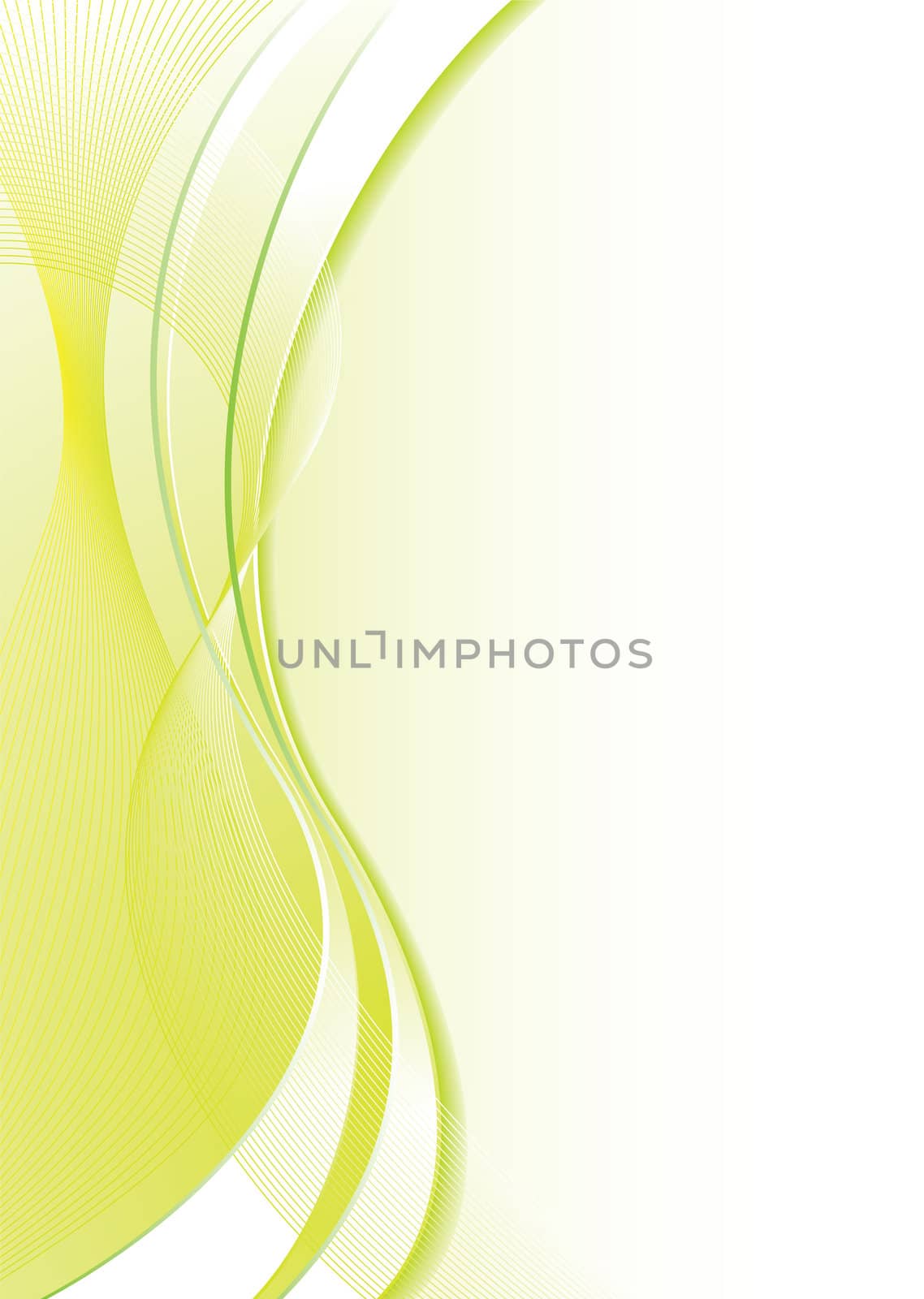 Abstract green and white background with flowing lines and copy space