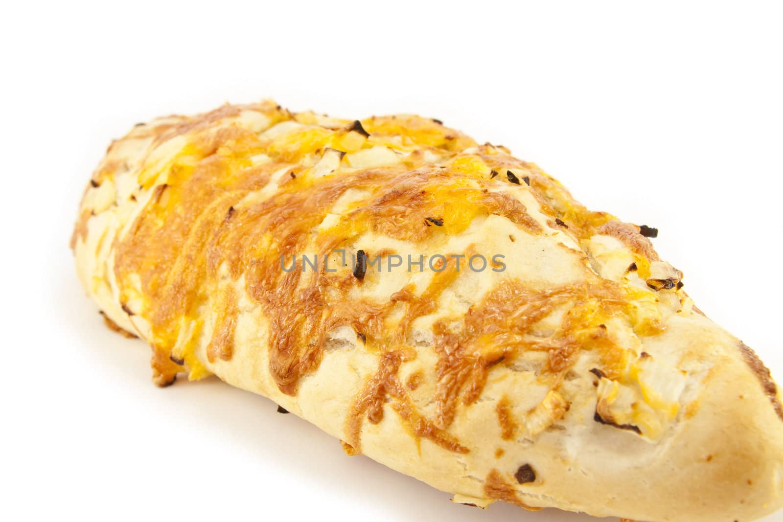 Cheese and Onion Bread isolated on white