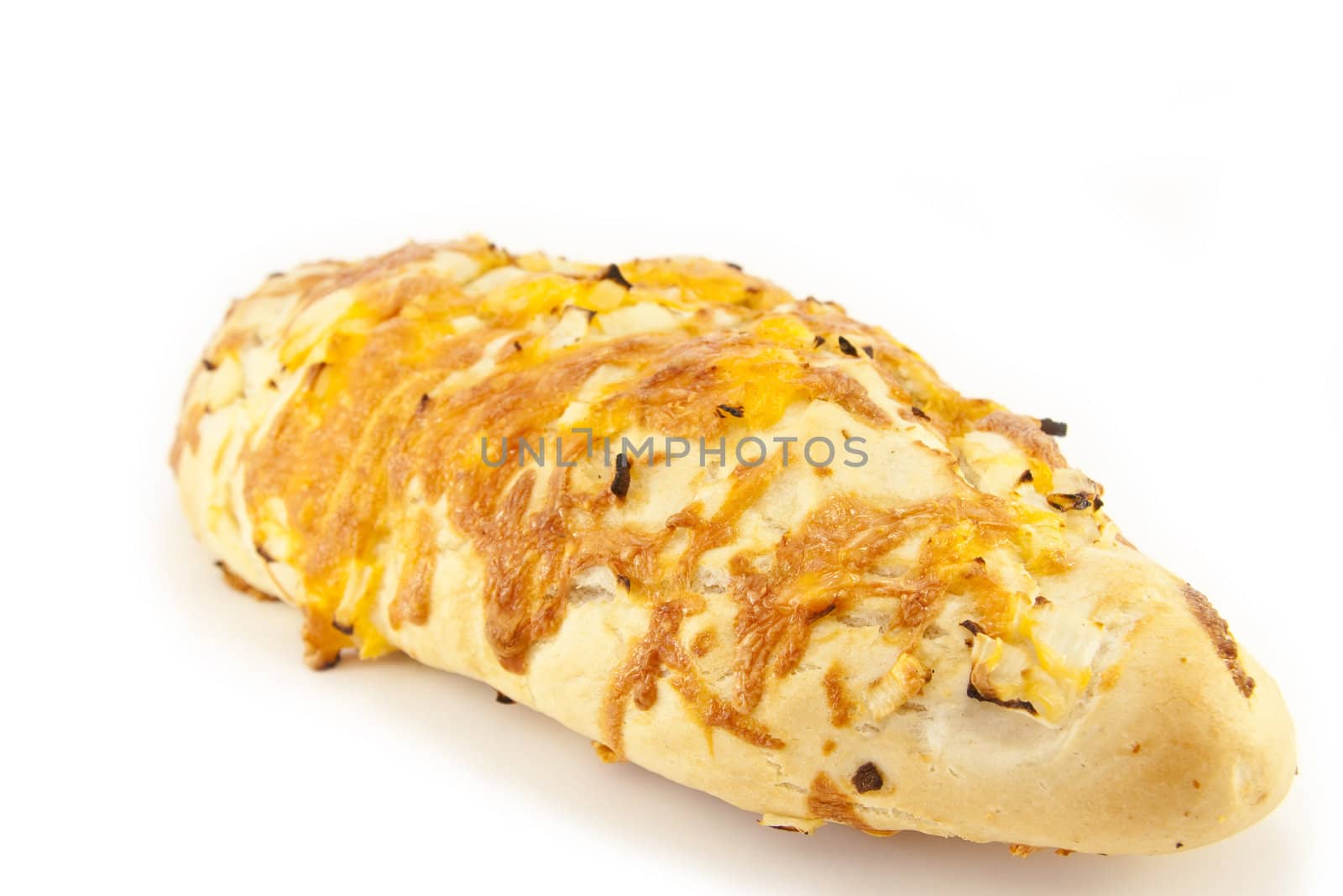 Cheese and Onion Bread isolated on white