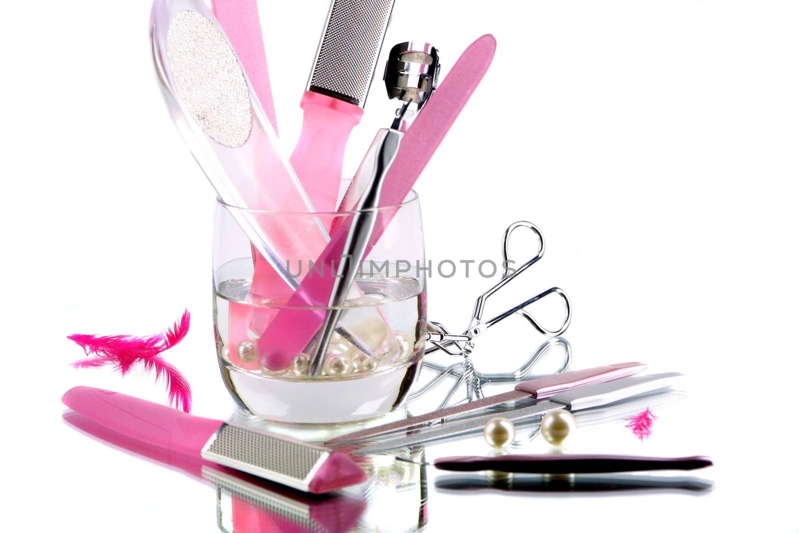 accessories for pedicure on glass