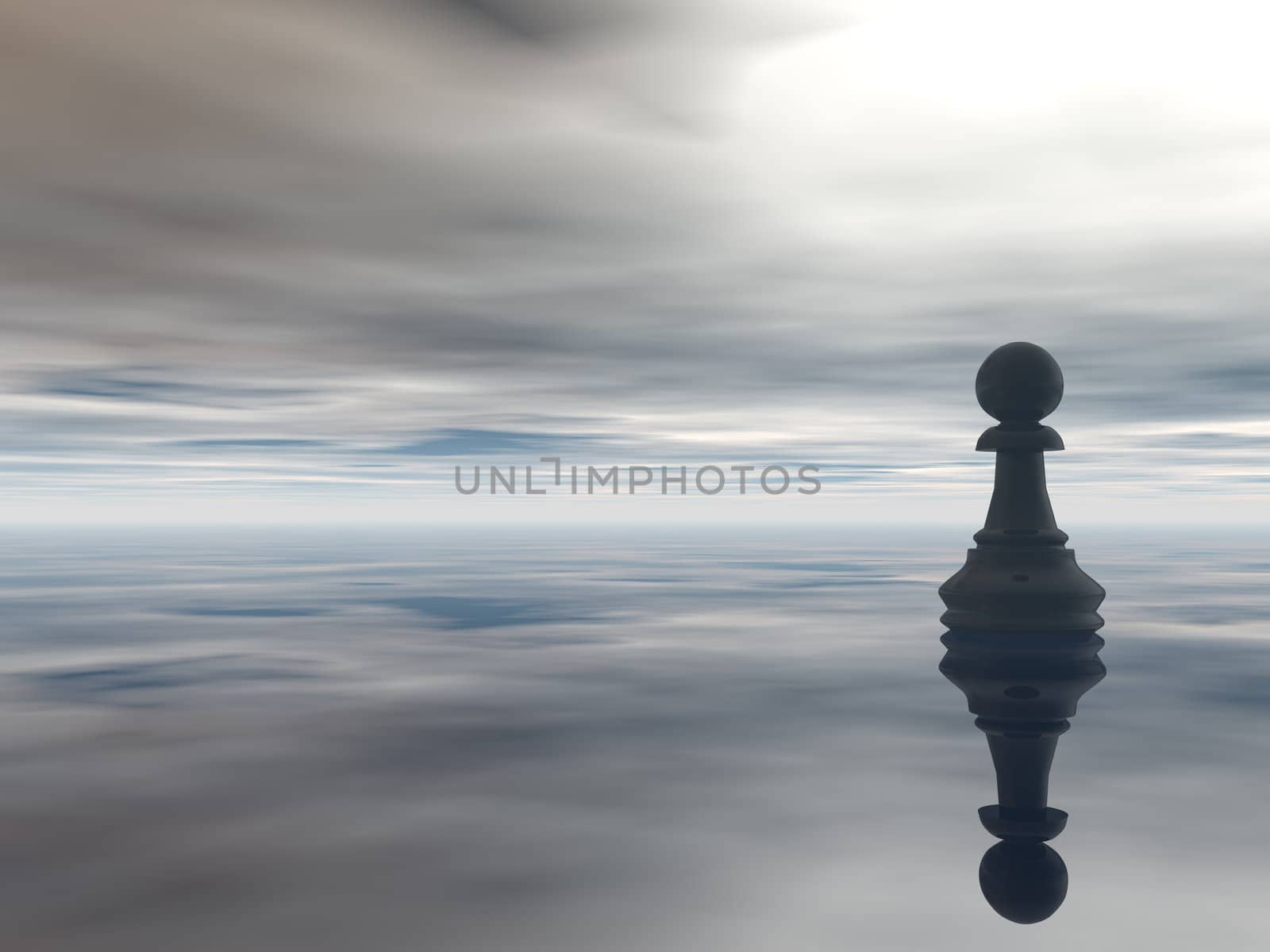 chess pawn and cloudy sky - 3d illustration