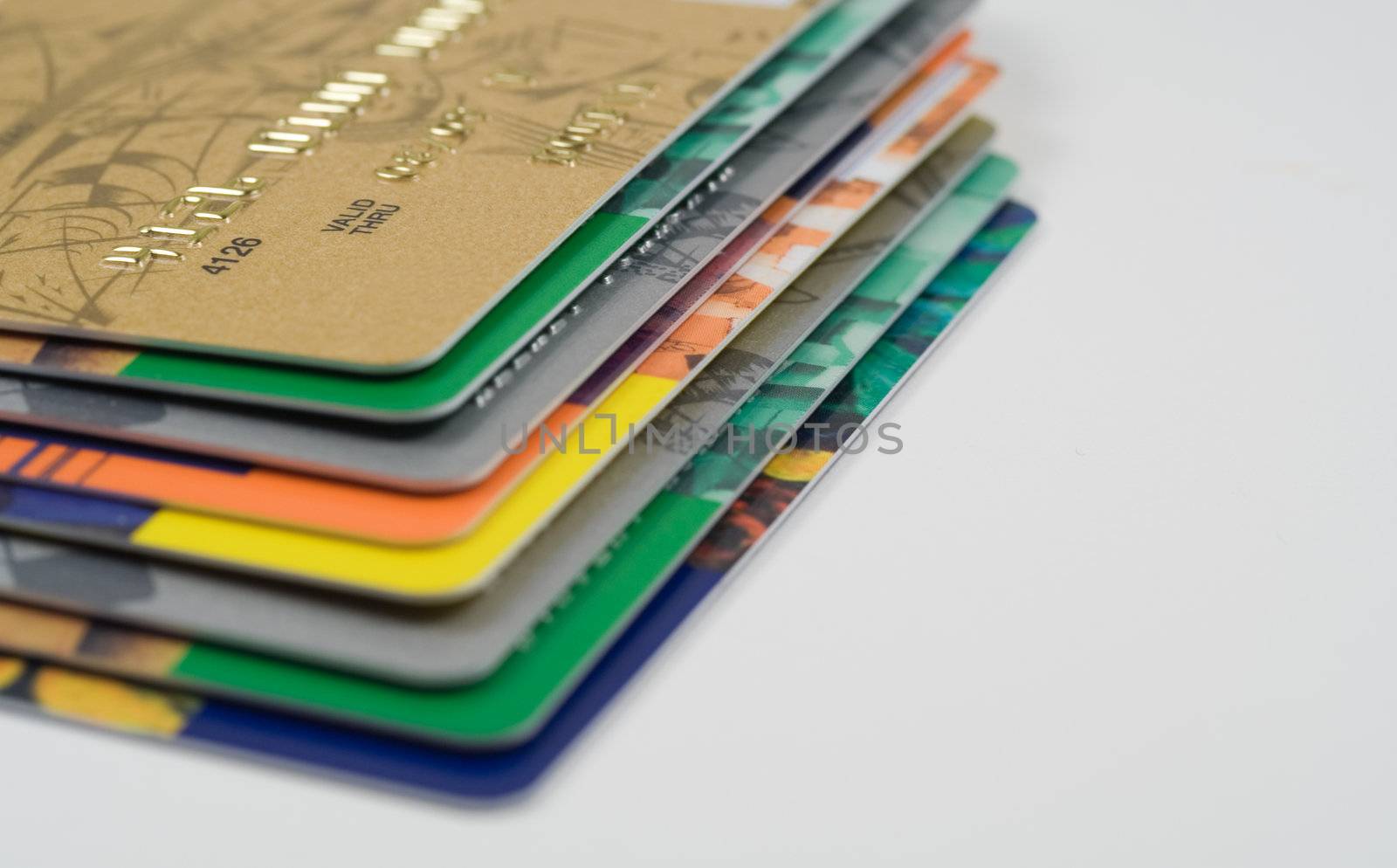 Stack of credit cards. Financial concept by serpl