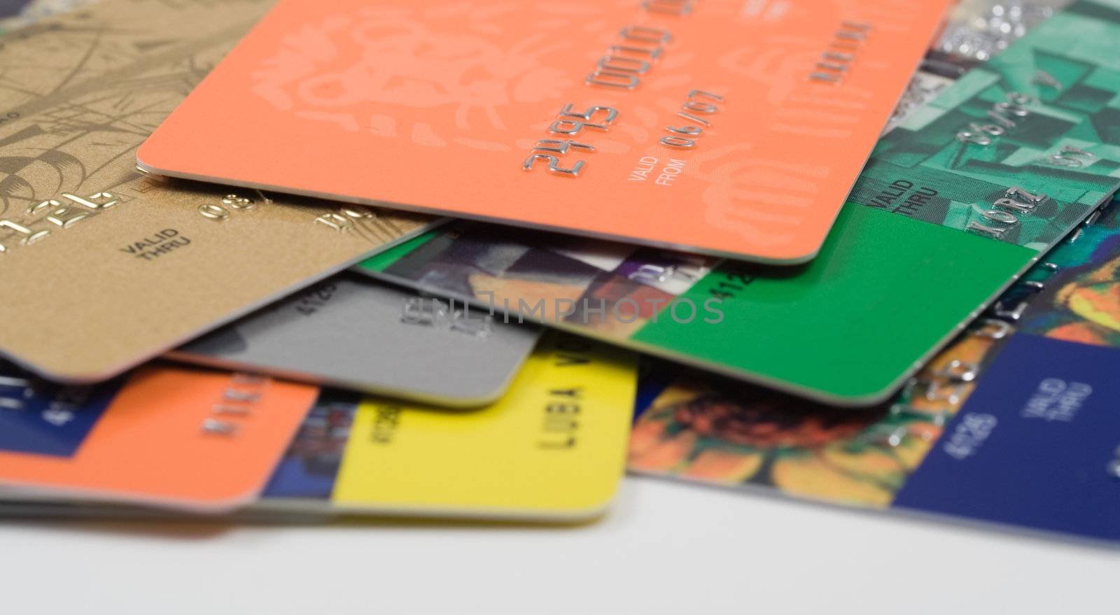 Heap of credit card. Financial background. Selective focus