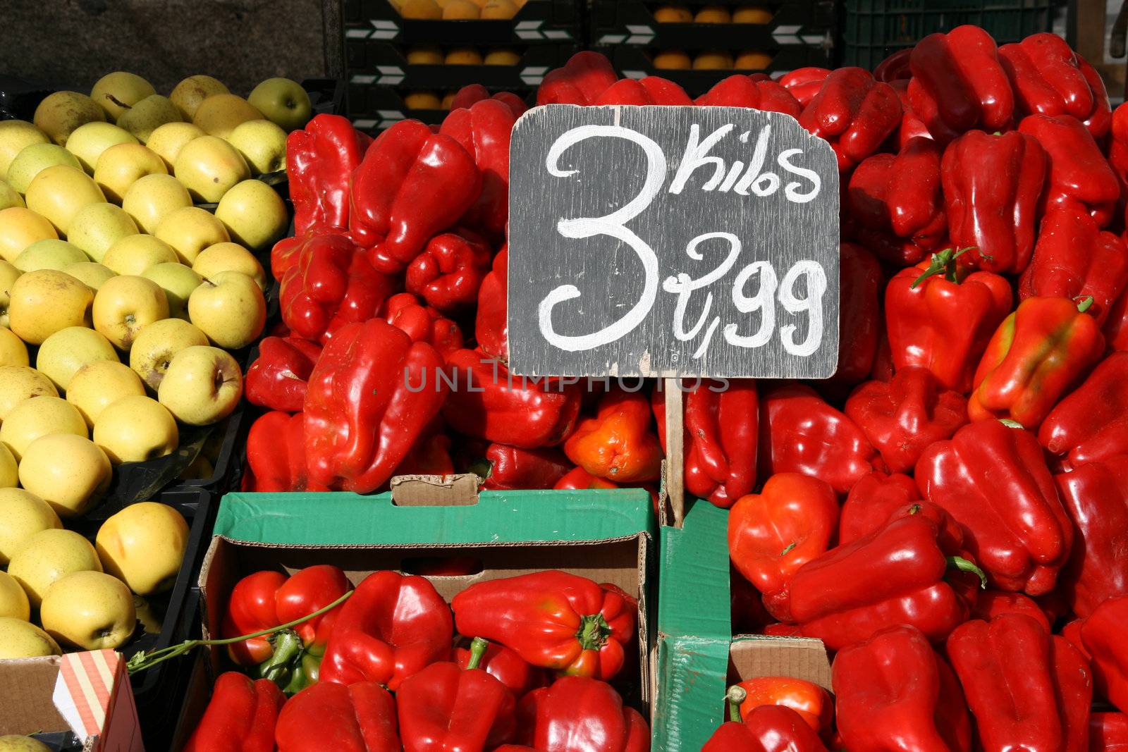 Colorful groceries marketplace in Avila, Castilia, Spain