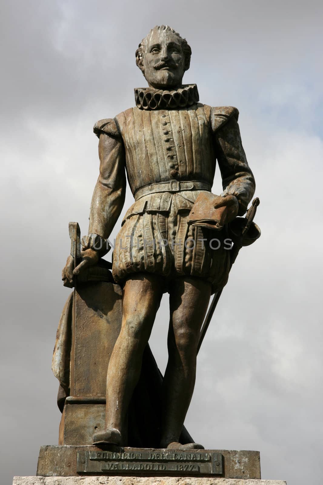 Miguel de Cervantes - famous Spanish novelist, poet and playwright. Statue in Valladolid, Spain.