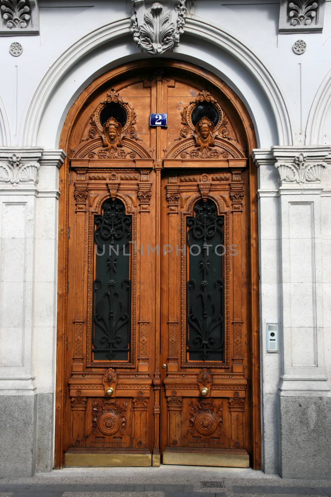 Wooden ornate door in Valladolid, Castilla y Leon, Spain
