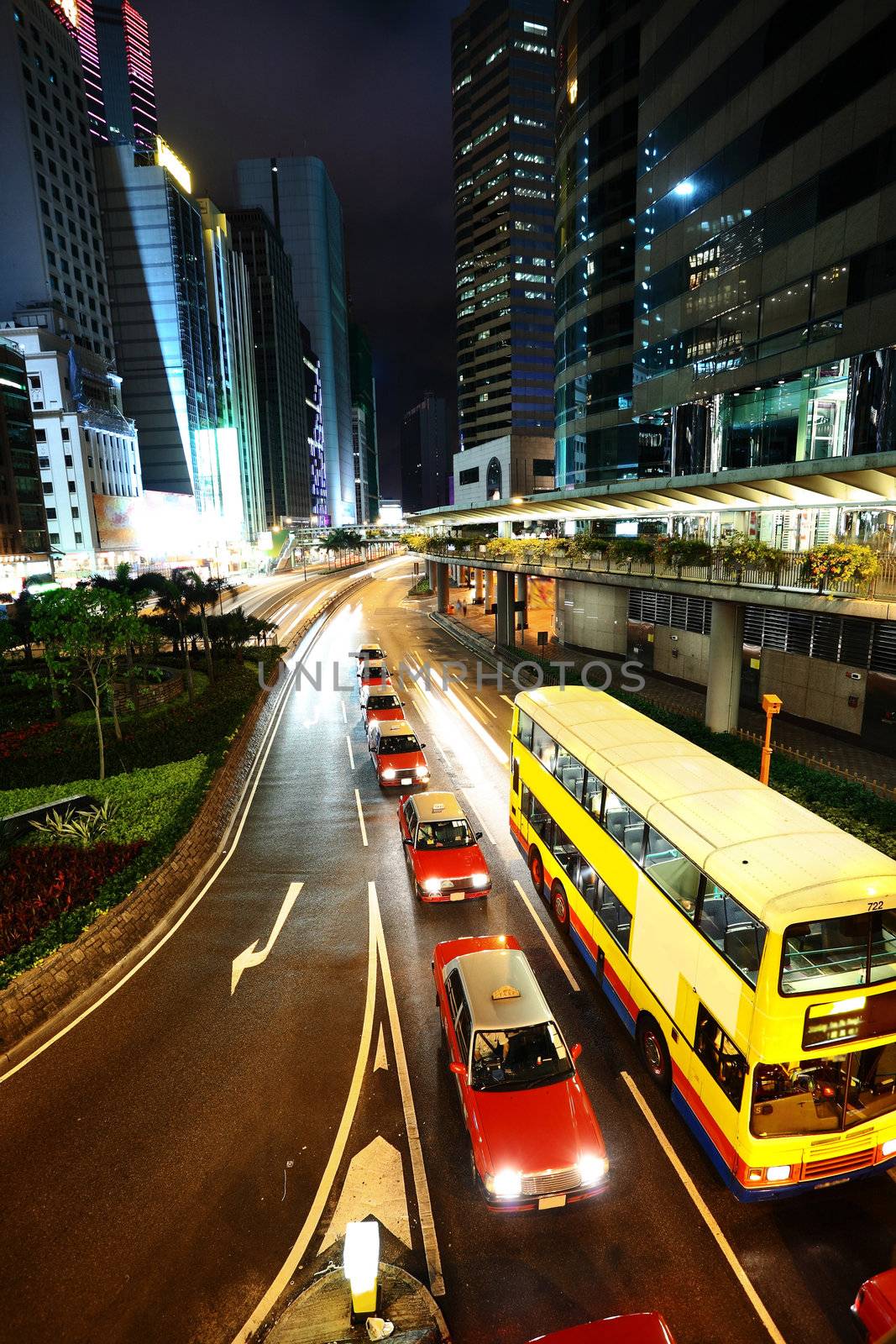 taxi and bus in Hong Kong