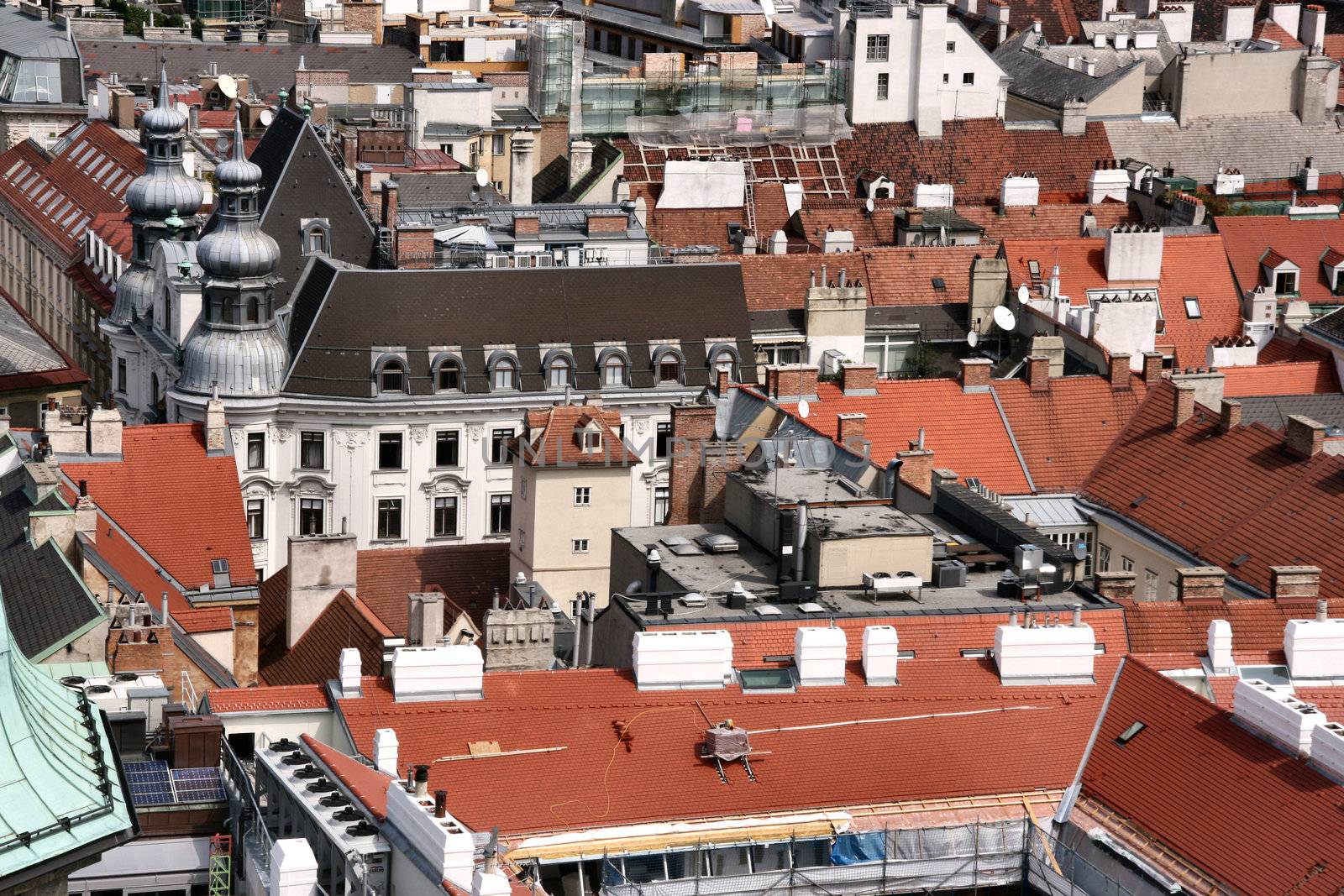 Vienna - city roofs seen from the top of Stephansdom tower