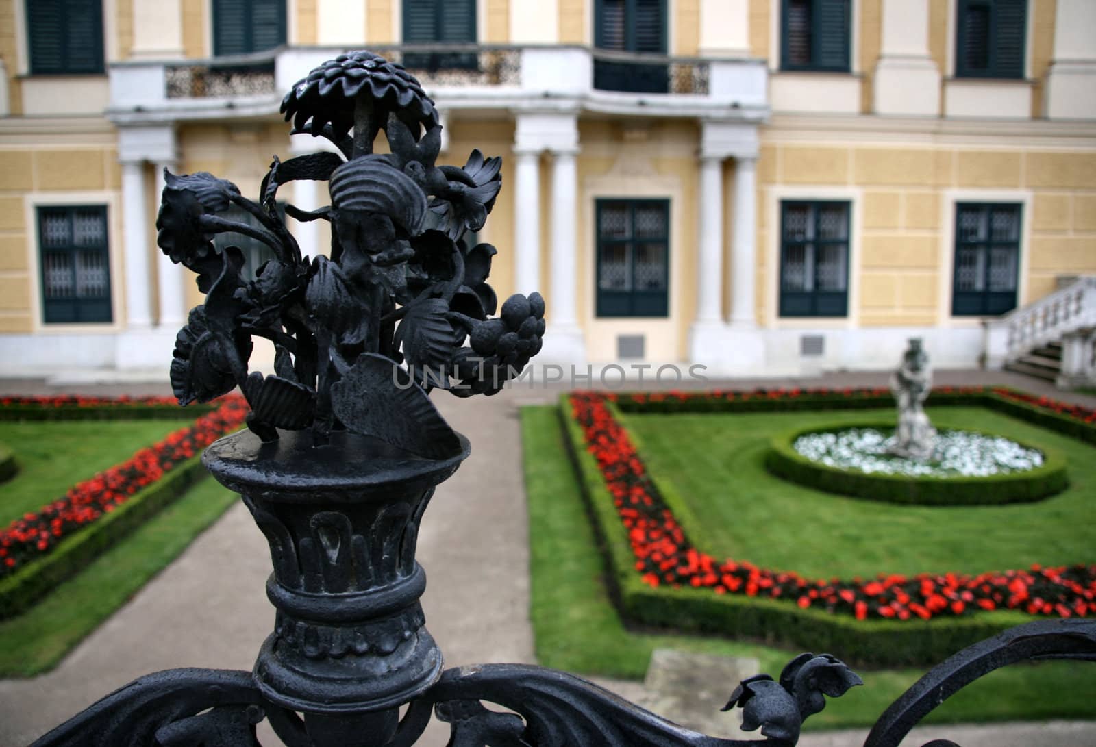 Railing decoration in Schonbrunn gardens in Vienna