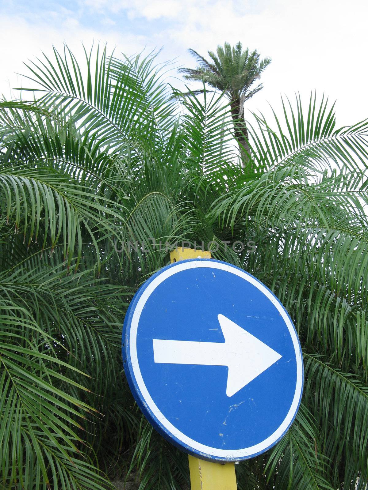 blue direction sign