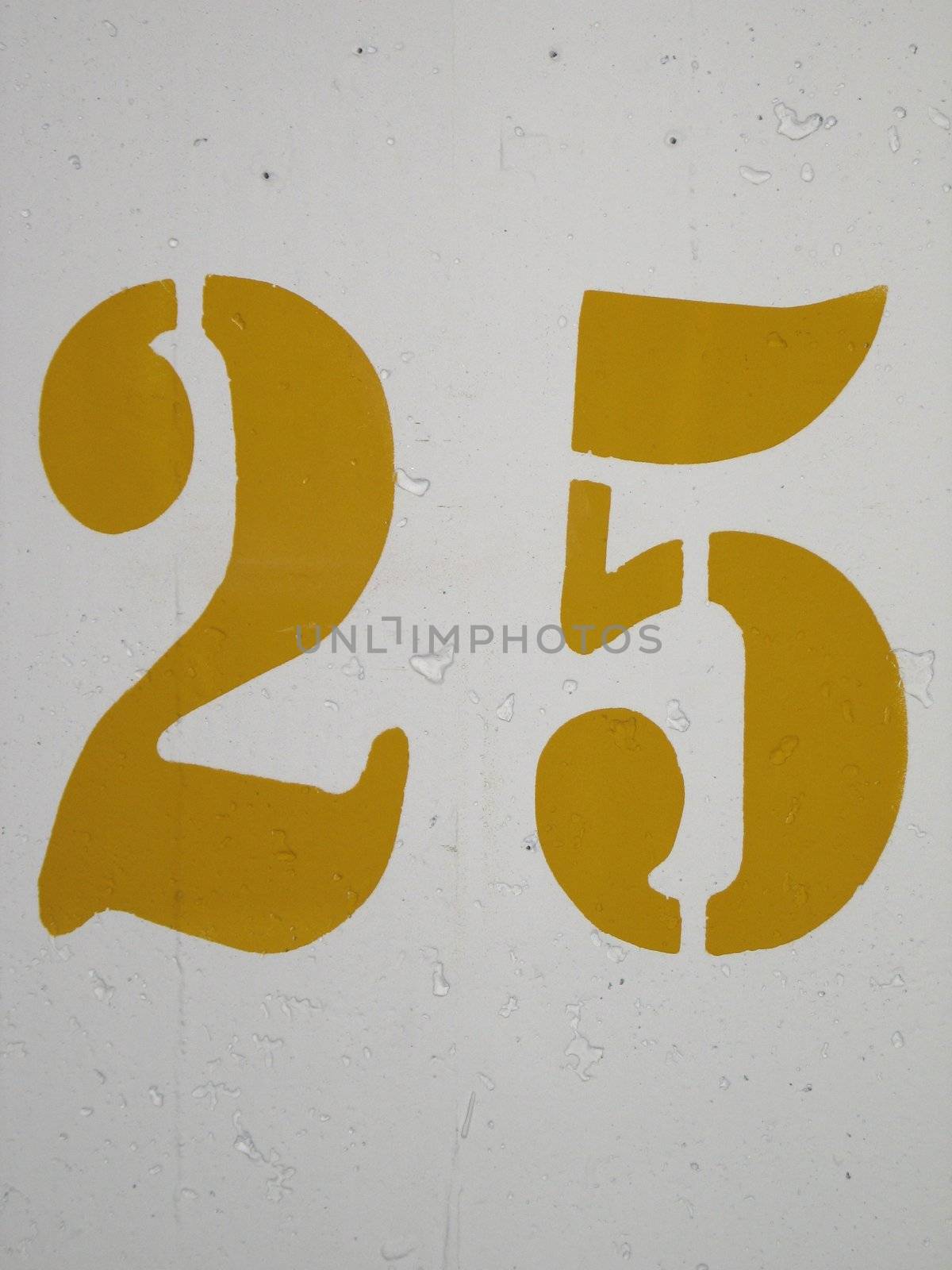 yellow painted number 25