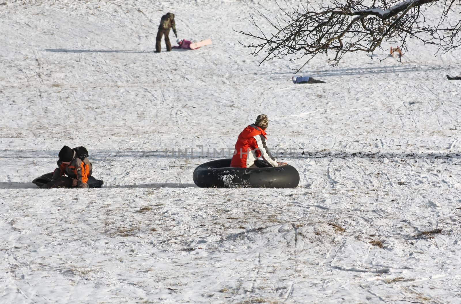 This image shows playing children in winter