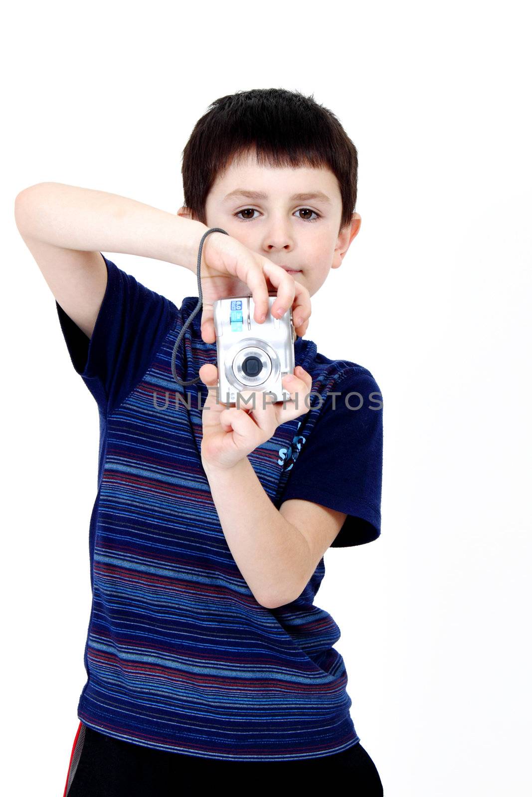 Young boy with digital camera by artush