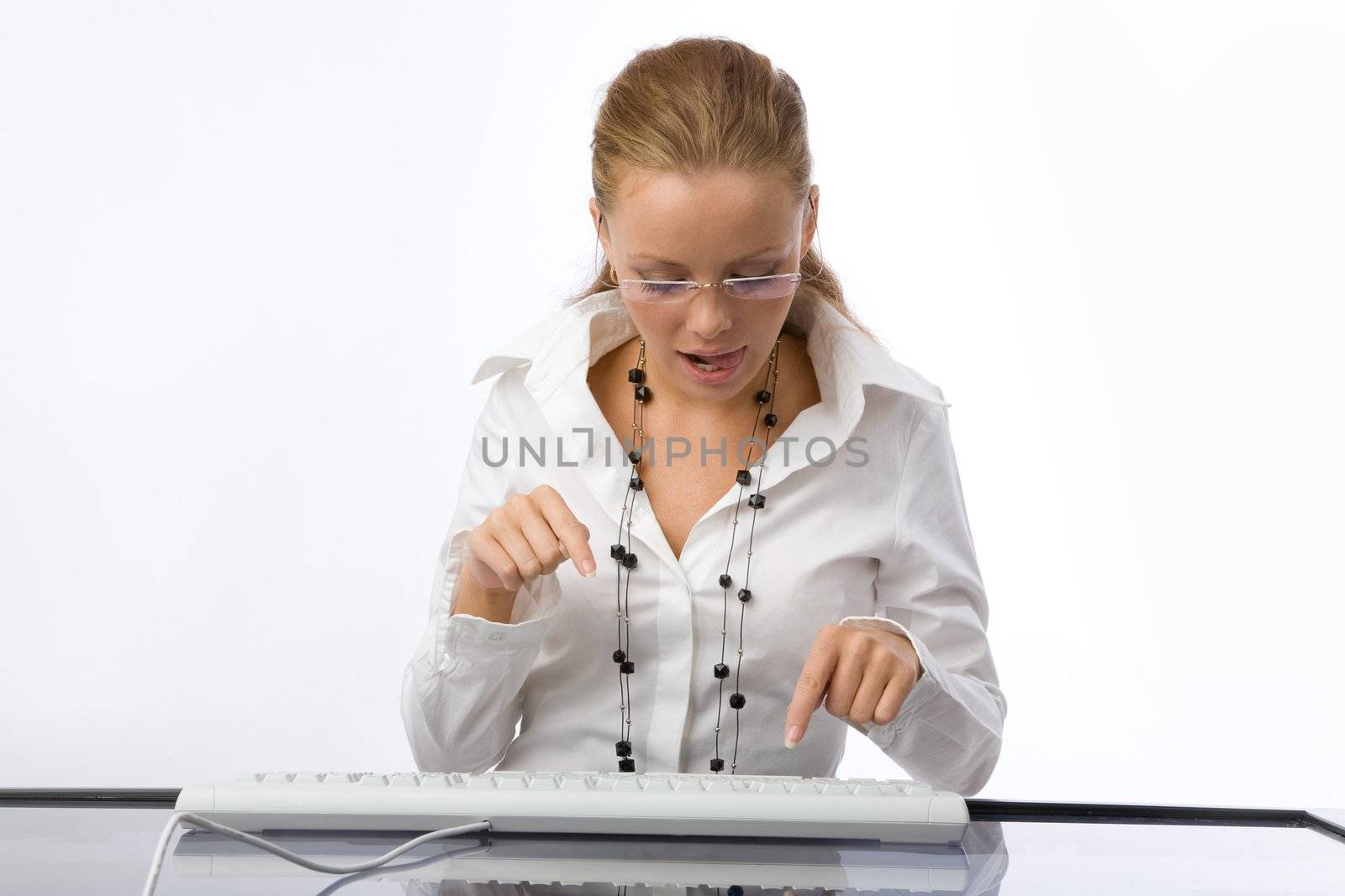 Female diligently typing at your keyboard by skutin