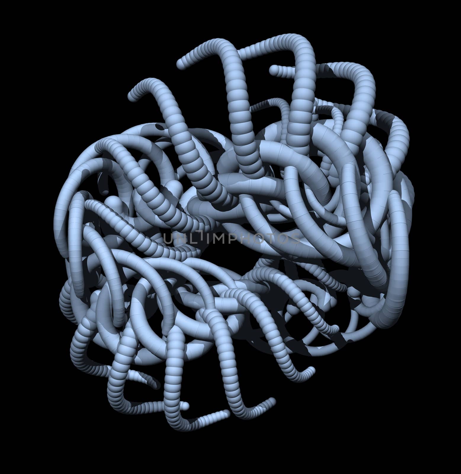 Abstract organic tentacles on black background - 3d illustration