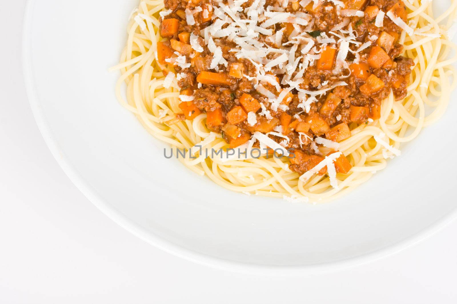 spaghetti in a white plate on clear background by bernjuer