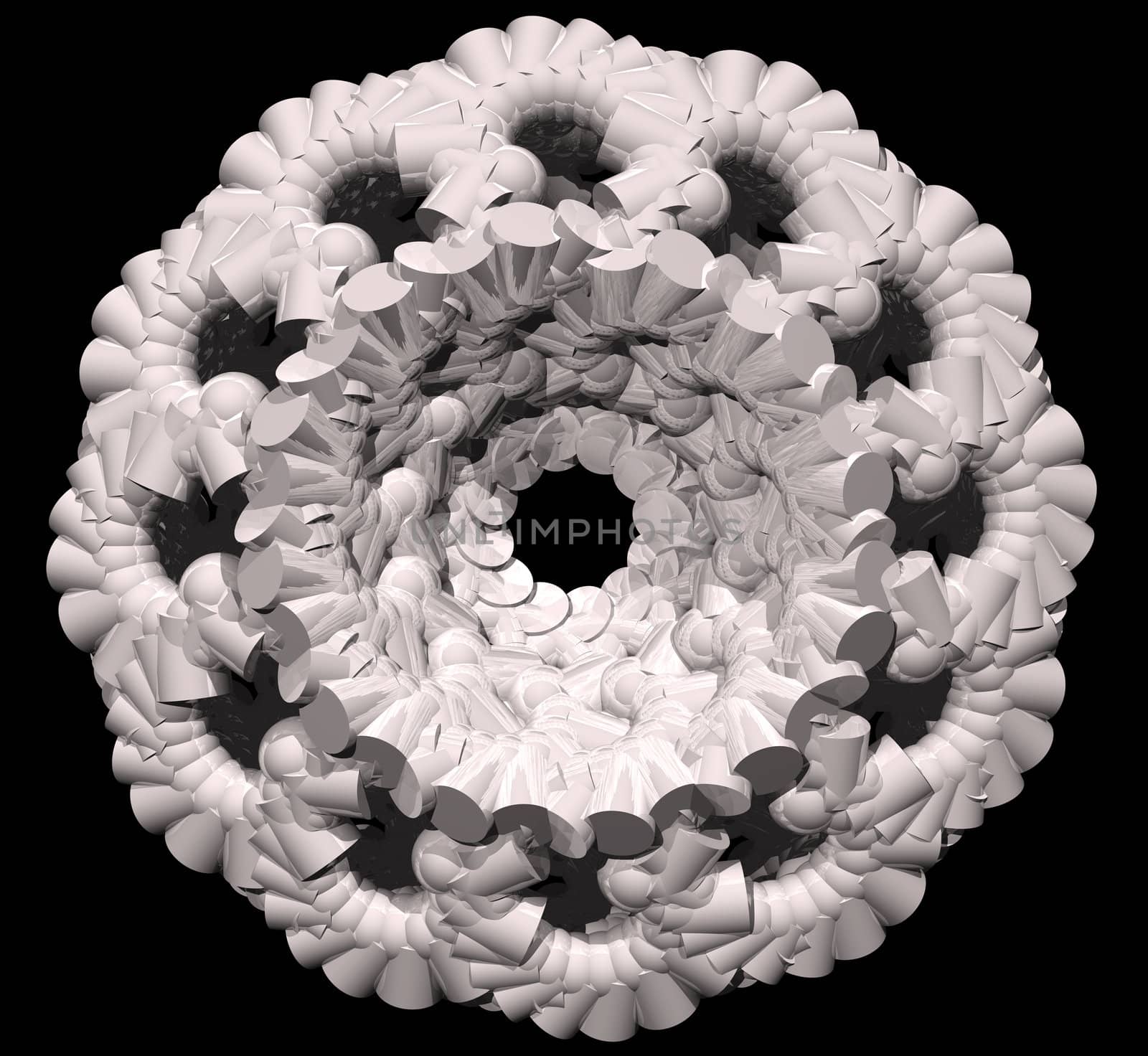 abstract round form on black background - 3d illustration