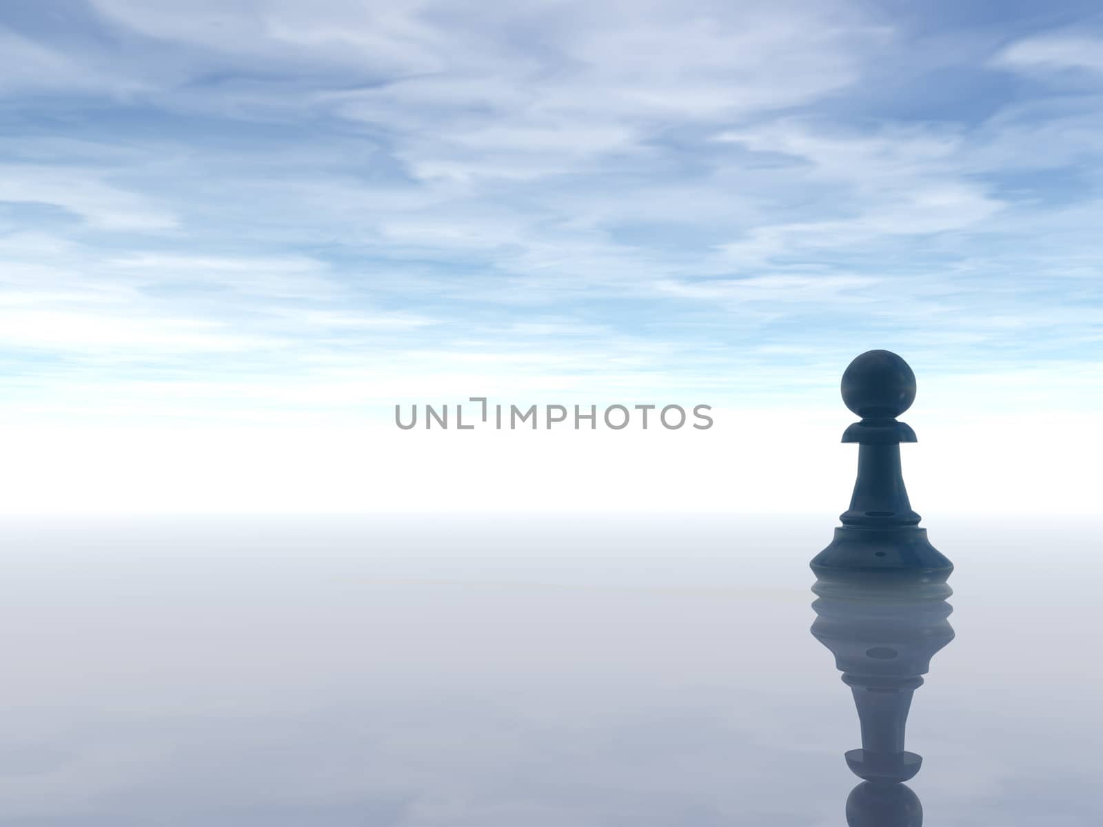 chess pawn and cloudy sky - 3d illustration