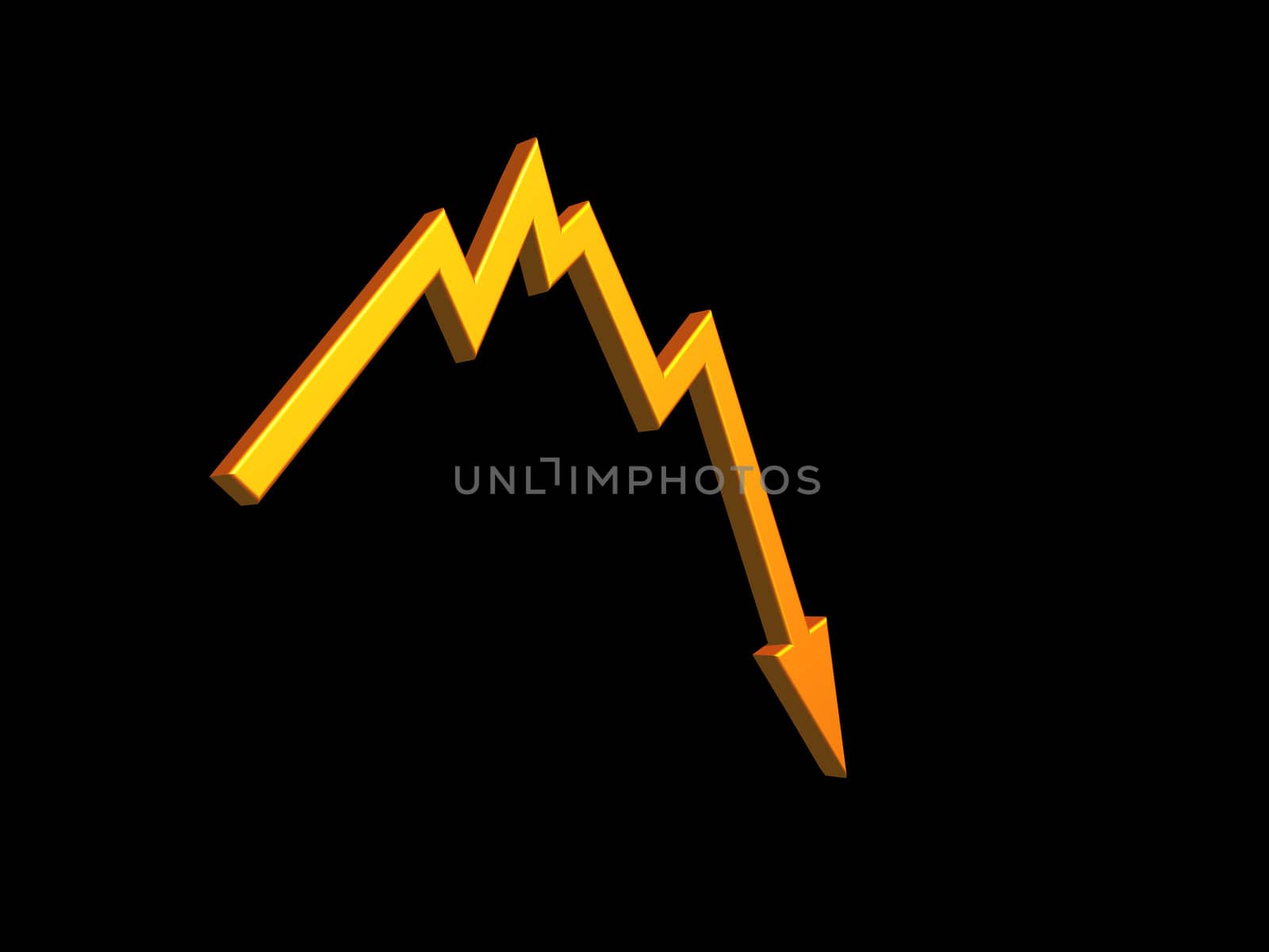 business graph shows bad news - 3d illustration