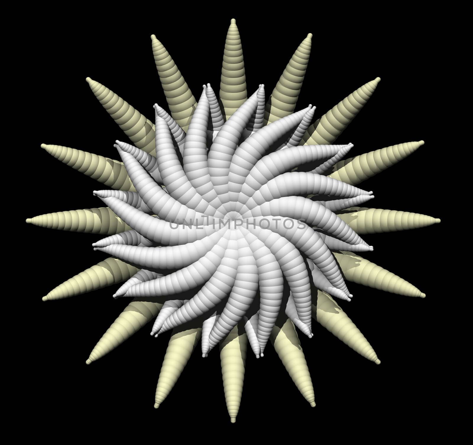 Abstract organic star on black background - 3d illustration