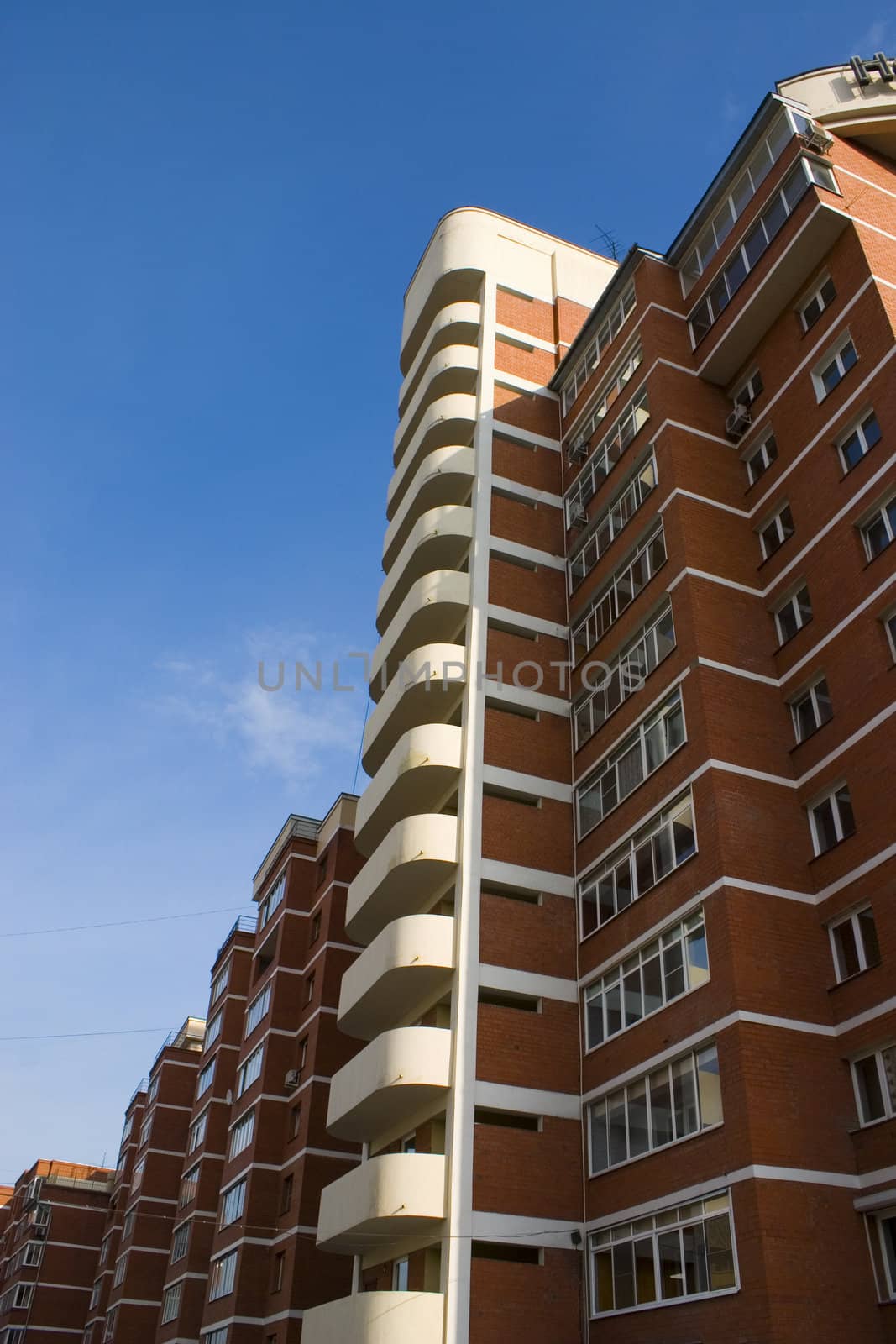 Modern building from a brick.