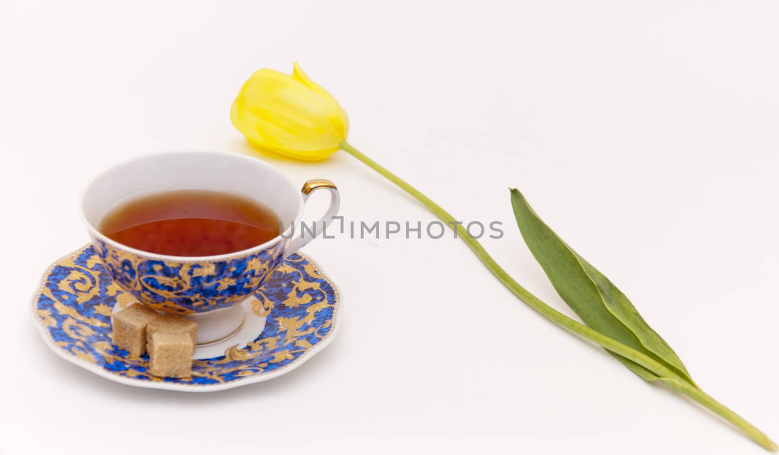 Cup of tea and spring flower by inxti