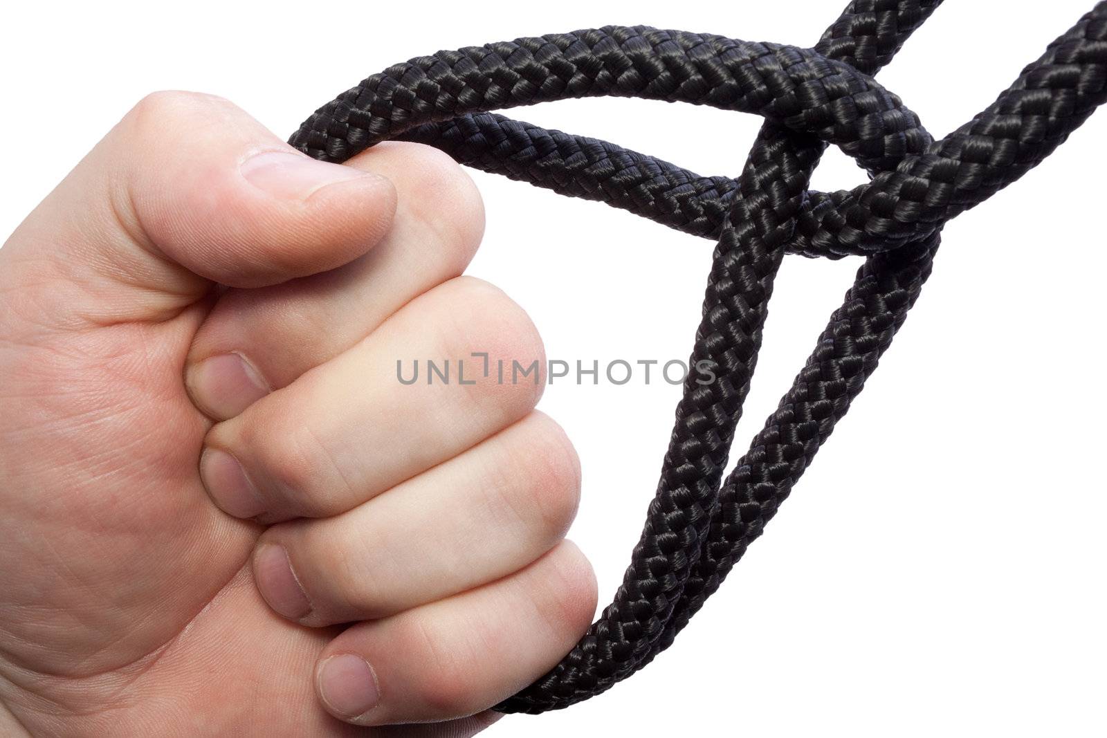 Rope in Hand isolated no the white background