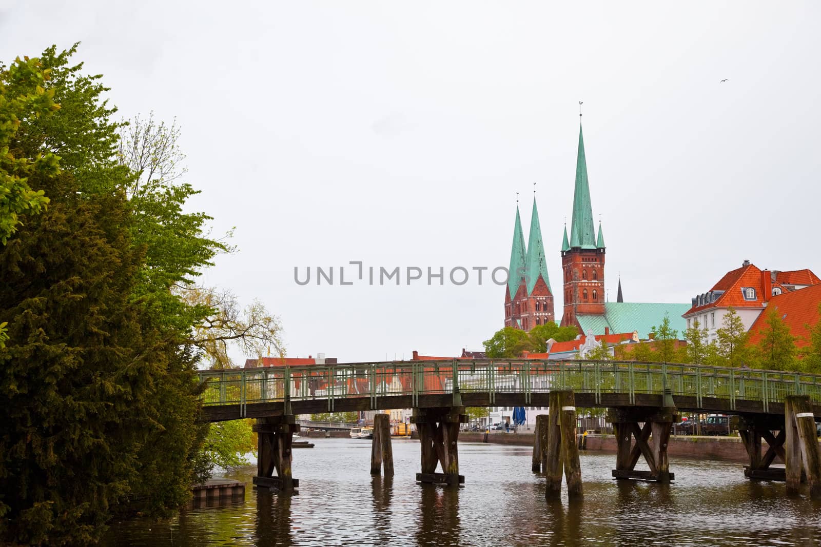 Gothic Church Towers in the German city Lübeck