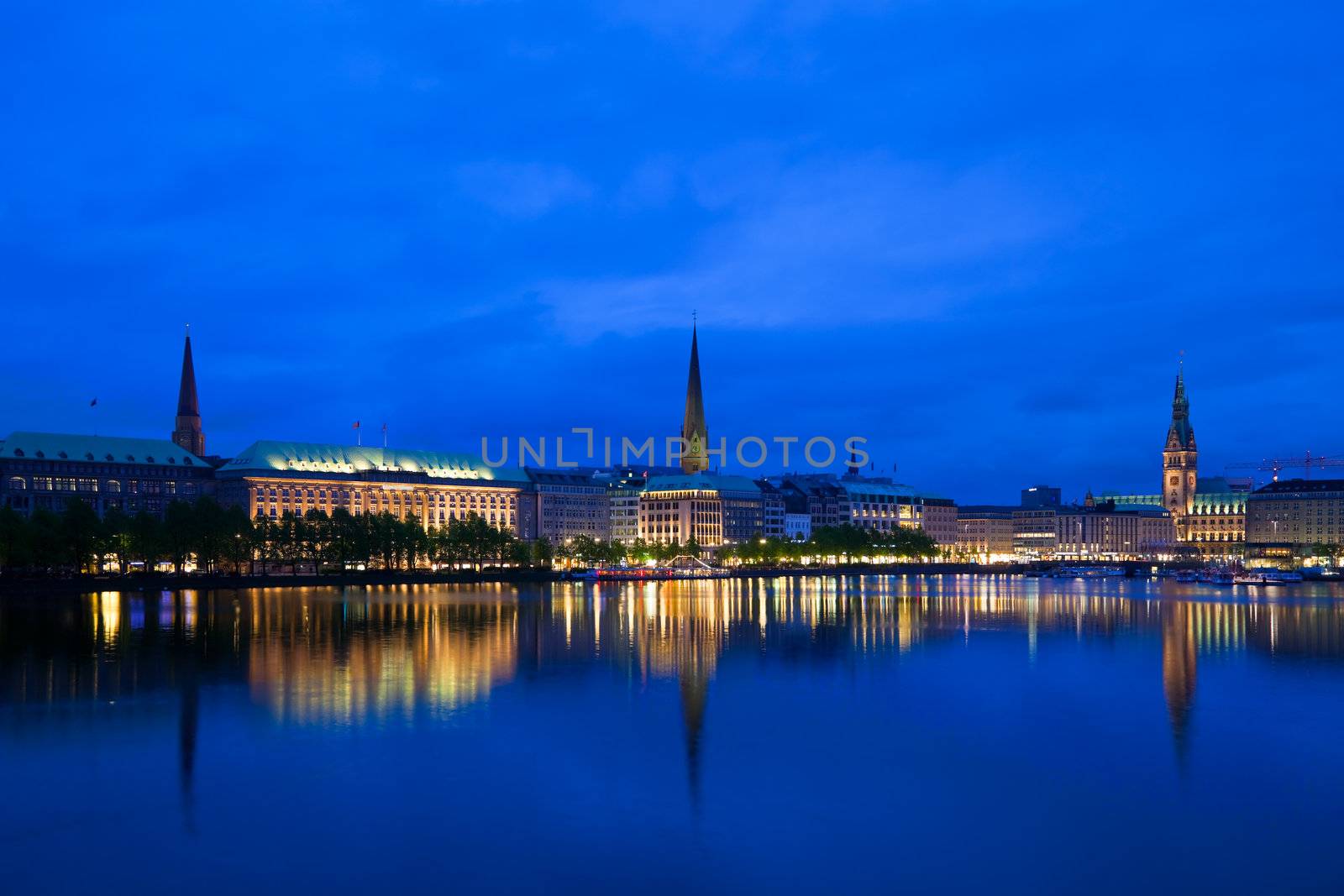 Alster Lake and Downtown Hamburg