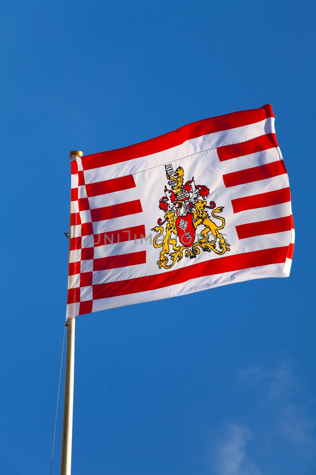 Flag of Bremen, Germany waiving in the wind