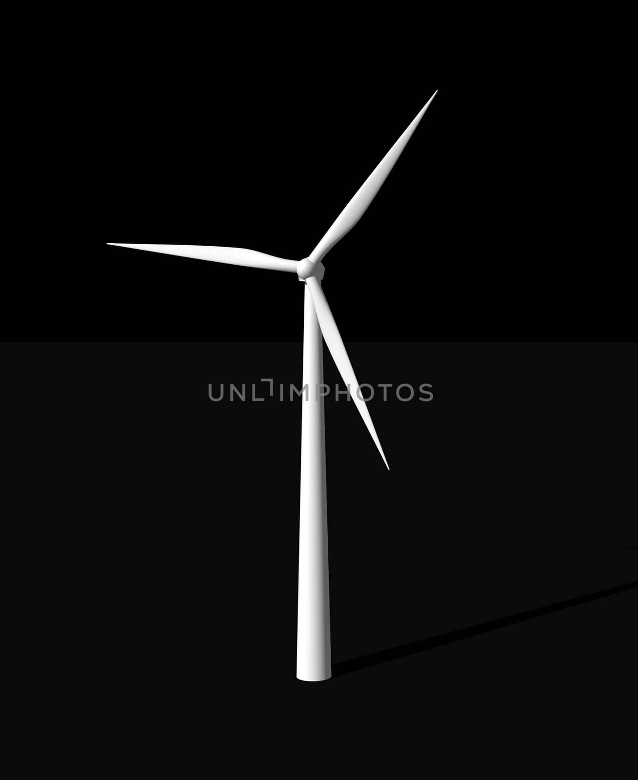 wind mill on black background - 3d illustration
